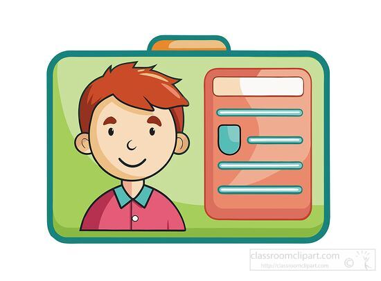 ID card for a student with a friendly face and school logo