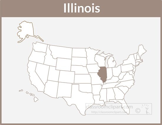 illinois map square color outline clipart
