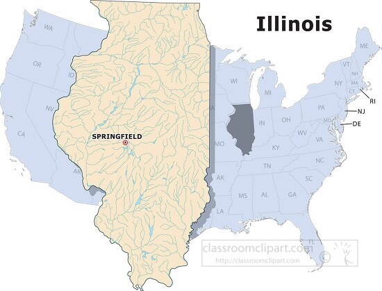 Illinois state large usa map clipart