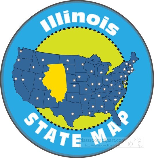 illinois state map with us map round design