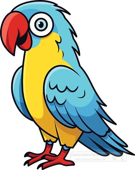 illustration of a blue and yellow parrot clipart