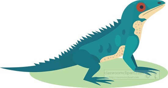 illustration of a blue green iguana