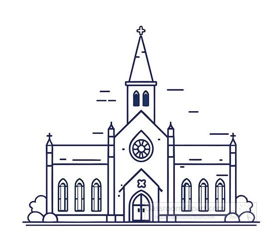 illustration of a church black outline clip art
