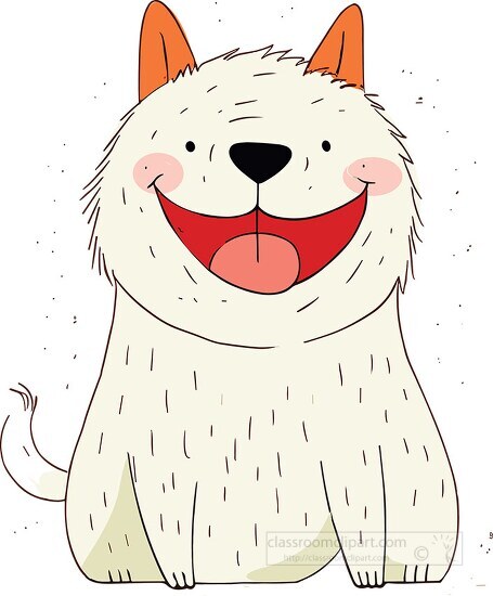 illustration of a cute white dog with its tongue hanging out cli
