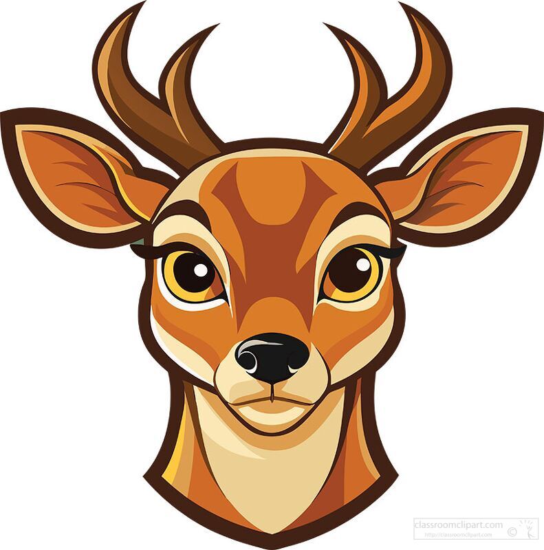 illustration of a deer face with soft brown fur and antlers