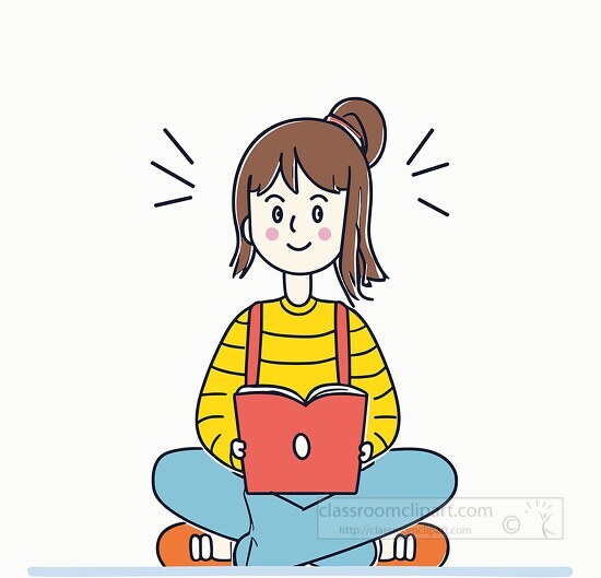 illustration of a female student studying on a computer