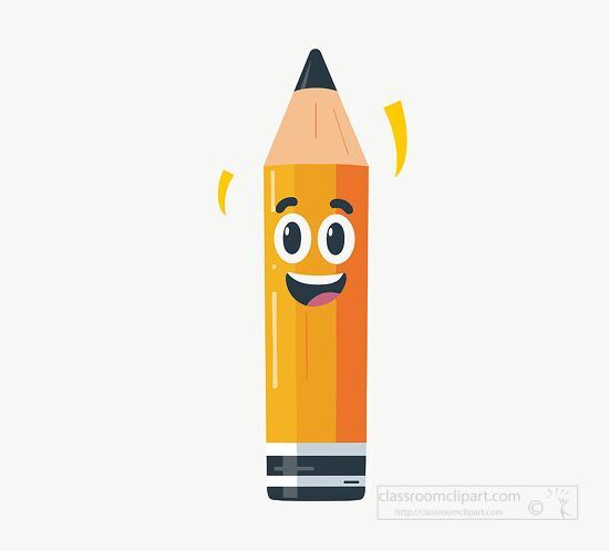 illustration of a happy cartoon yellow pencil with a smiling fac