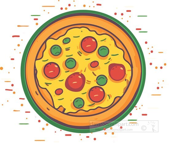 illustration of a pizza with tomatoes and pepper