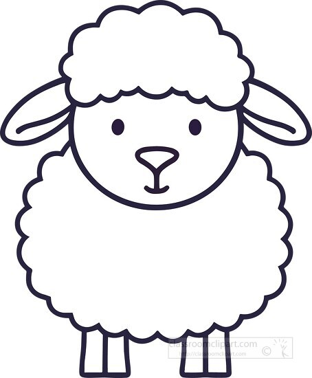 illustration of a white sheep with black outline coloring clip a