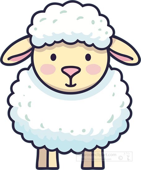 illustration of a white sheep with pink ears clip art