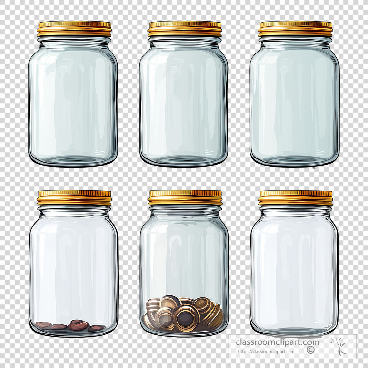 Illustration of glass jars with some storing objects
