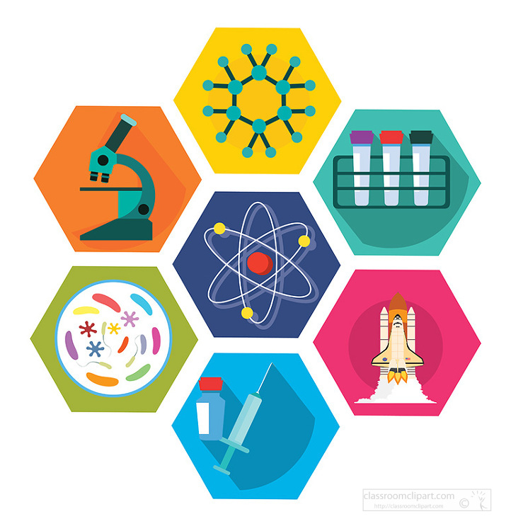 illustration of science and education symbols icons clipart