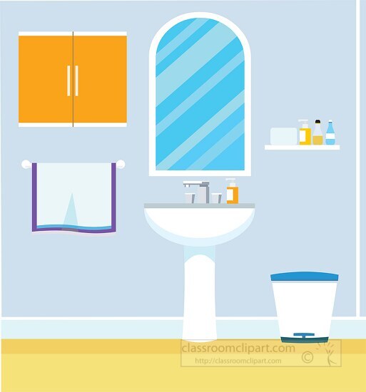 illustration of wash basin bathroom blue walls vector clipart