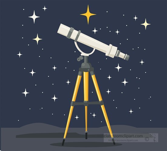 image of a telescope on a tripod under a night sky with stars