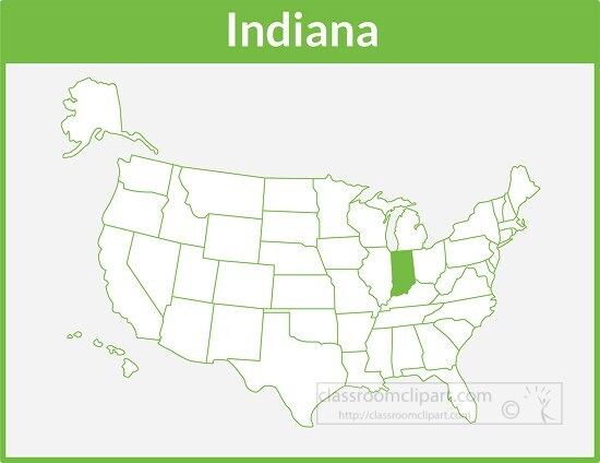 indiana map square color outline clipart