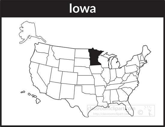 iowa map square black white clipart