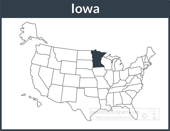 iowa map square color outline clipart
