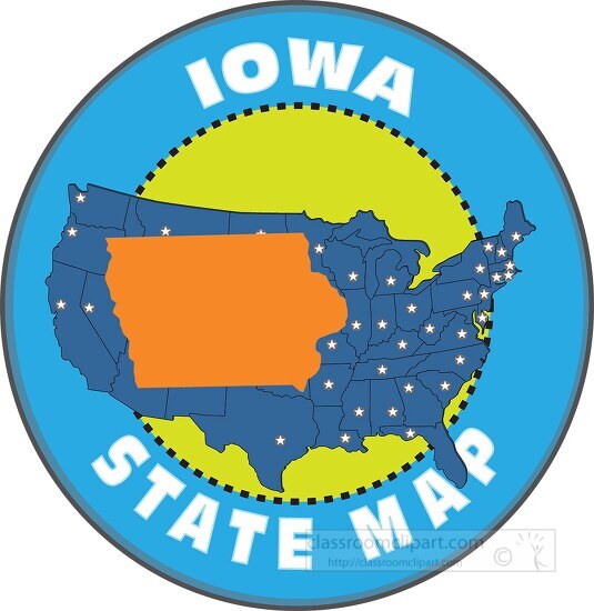 iowa state map with us map round design