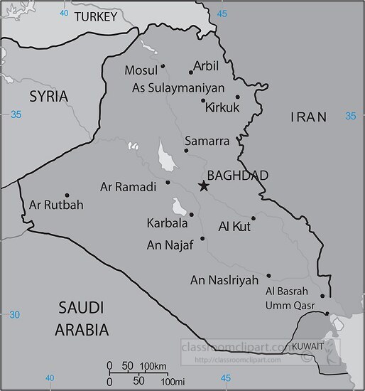 Iraq country map gray color