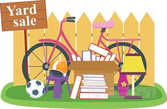 items at yard sale clipart