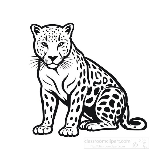 Animal Outline Clipart-jaguar 3 black outline clip art
