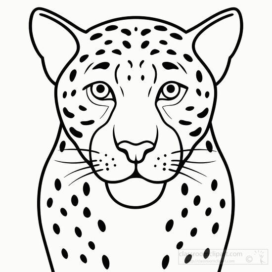 jaguars face with distinct spots black outline