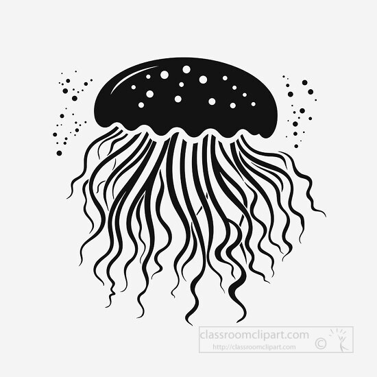 jellyfish black white outline clip art