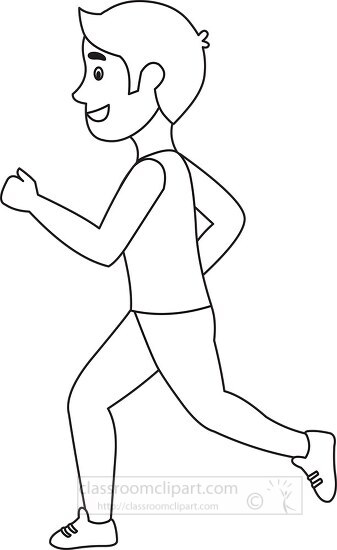 jogger wearing tank top runs in a park black outline clipart