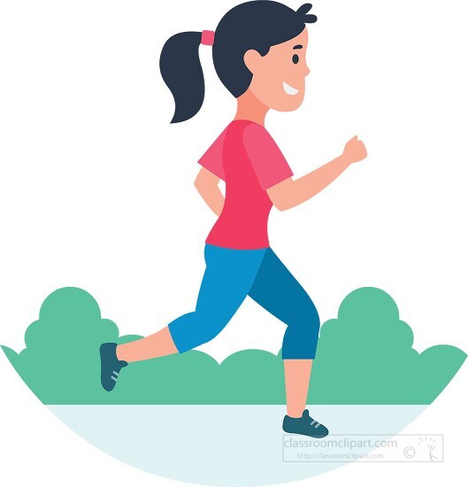 Jogging Girl Sports Clipart