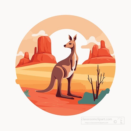 kangaroo against the backdrop of the Australian outback clip art
