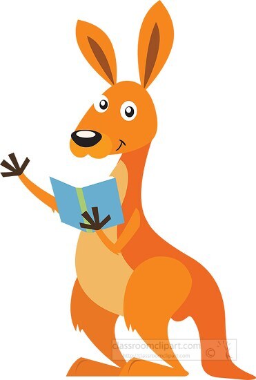 kangaroo reading a book clipart