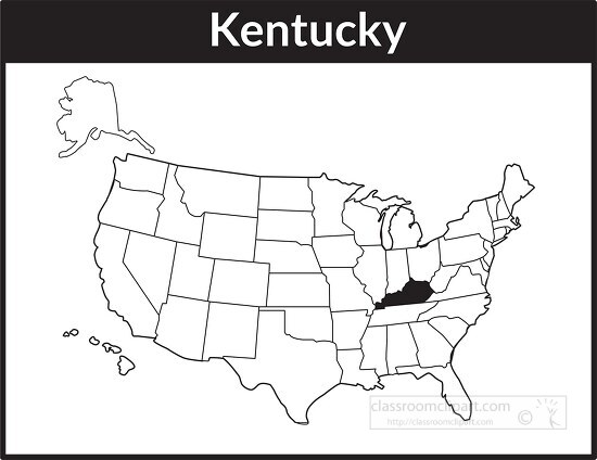 kentucy map square black white clipart