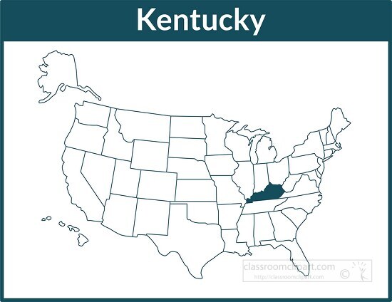 kentucy map square color outline clipart