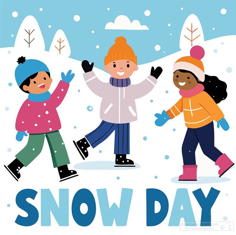 Cute illustration of kids having fun in the snow on a snow day