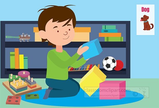 kids playing blocks clipart