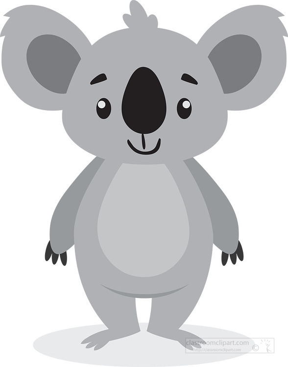 koala bear is standing upright and smiling gray color clip art
