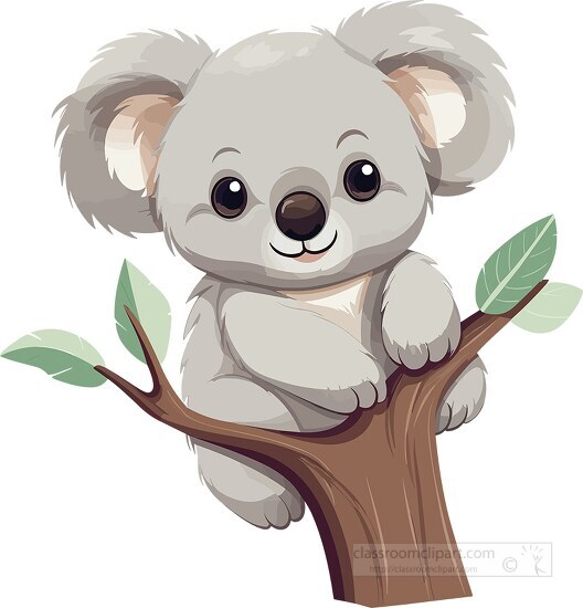 koala lovable marsupial animal sits in tree clip art