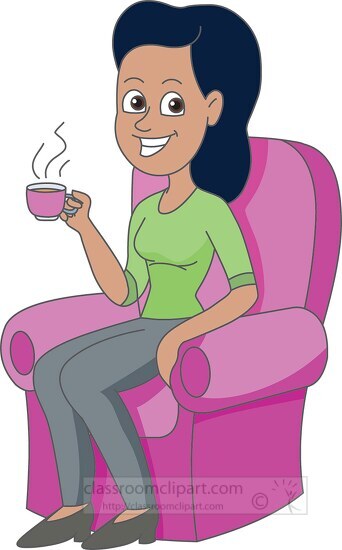 lady having tea while sitting on chair