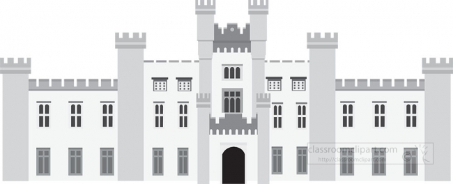 large castle located in europe 2a gray color clipart