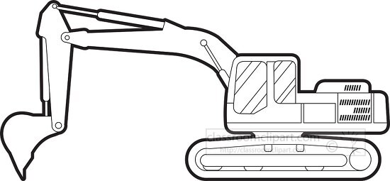 large excavator used to move rocks printable black outline clipart