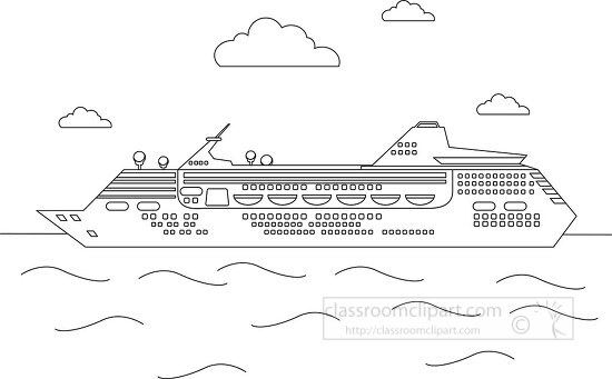 large passenger cruise ship out on the sea printable black outline