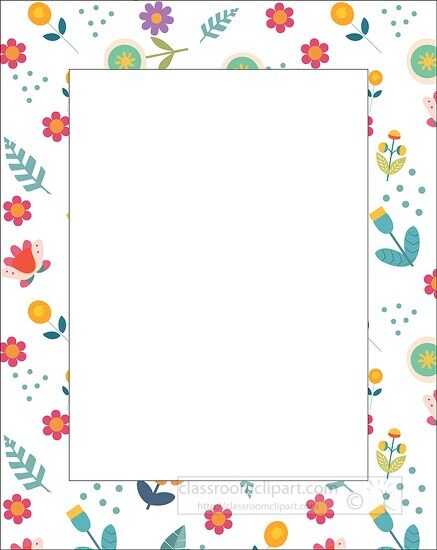 leaves and flowers floral border with white center