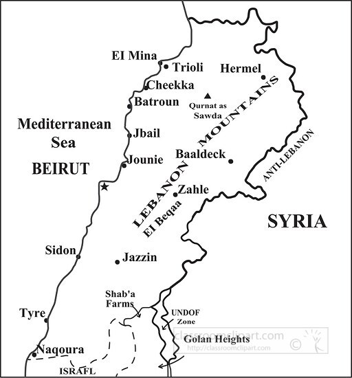 Lebanon country map black outline