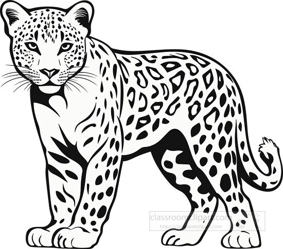 Animal Outline Clipart-leopard 1 black outline clip art