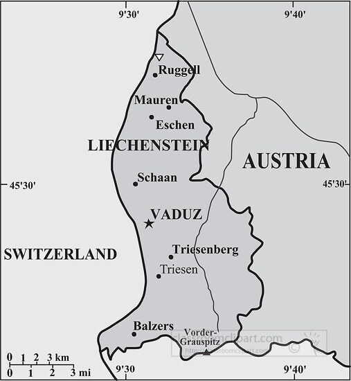 Liechtenstein country map gray color