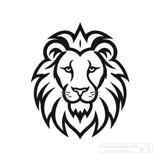 Animal Outline Clipart lion Face 1 Black Outline Clip Art
