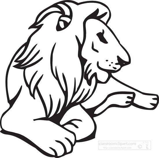 lion resting on side outline clipart