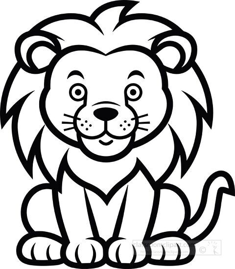 Animal Outline Clipart lion Shape Black Outline