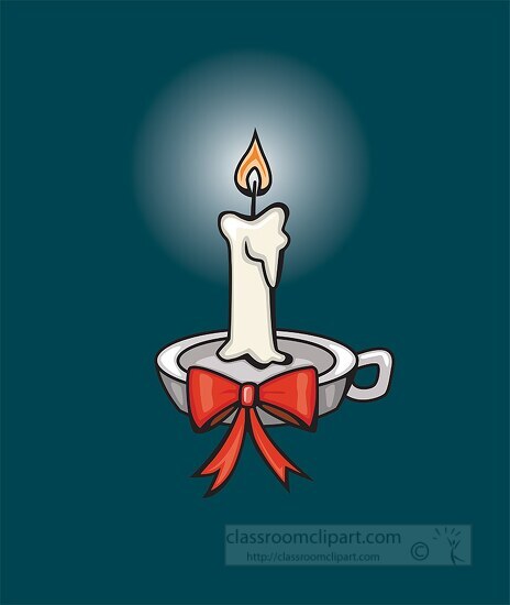 lit christmas candle in holder clipart