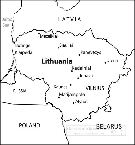 Lithuania country map black outline